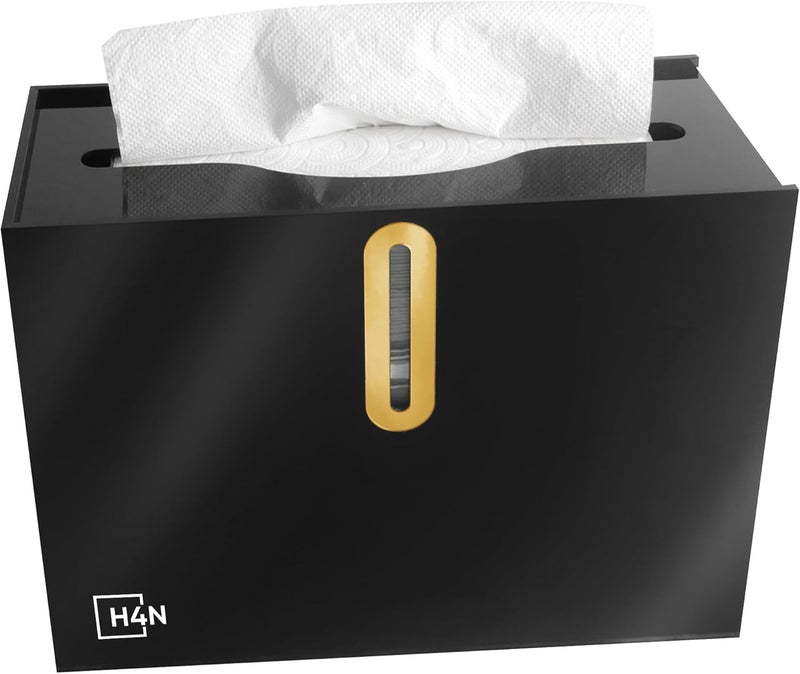 H4N Multifold Hand Paper Towel Dispenser Countertop, Compact Design, Single Sheet Dispensing for Home and Commercial Use, Black - Image 1